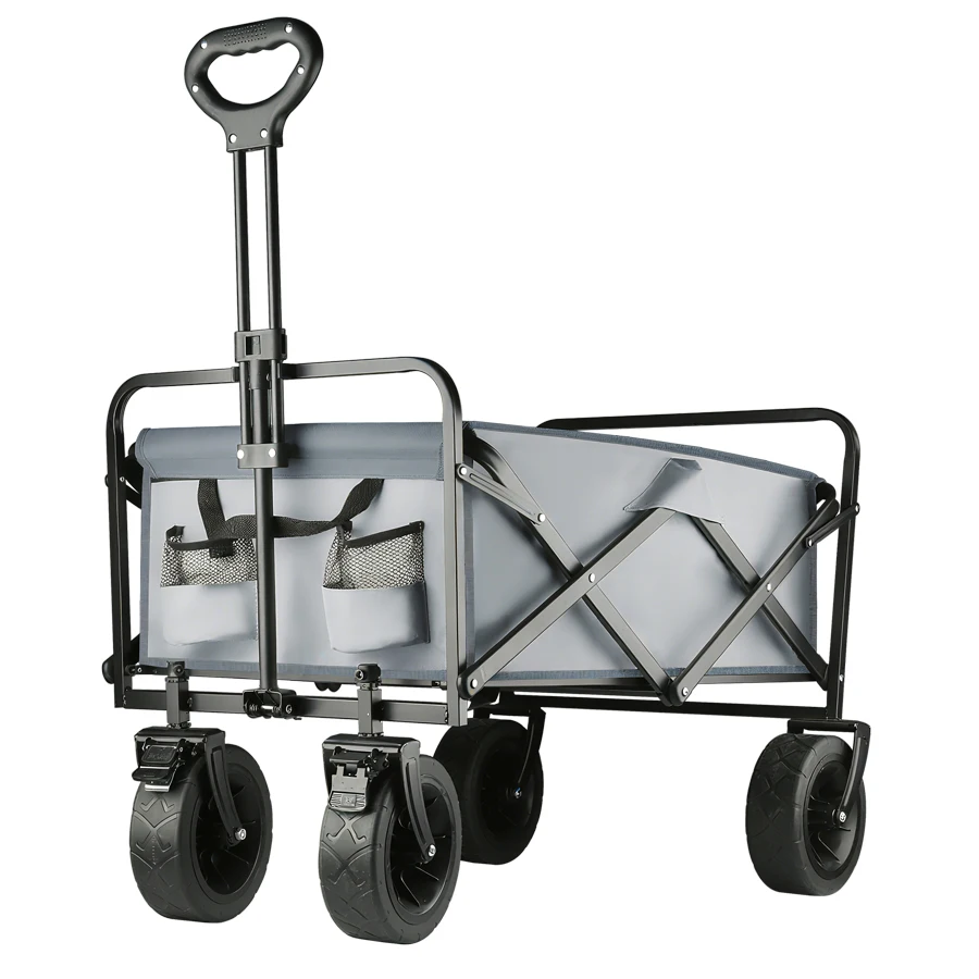 Carro de playa plegable de gran capacidad de peso, resistente, con ruedas grandes para todo terreno, equipo de acampada al aire libre