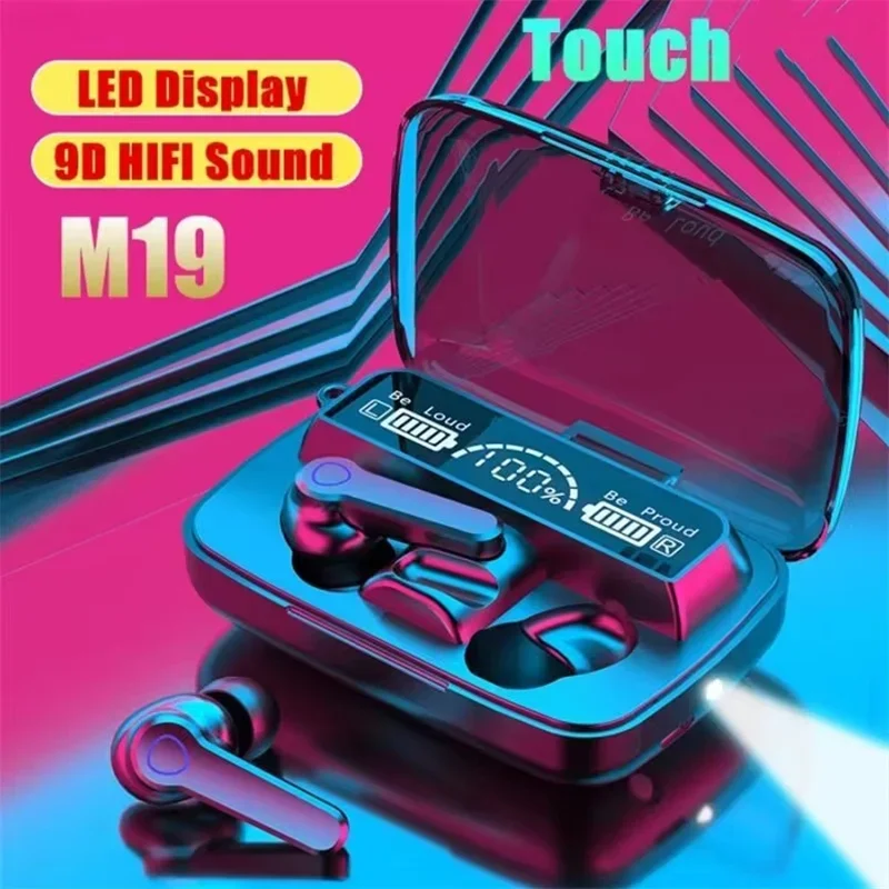 Oryginalny bezprzewodowy zestaw słuchawkowy Bluetooth M19 z mikrofonem i wyświetlaczem LED do słuchawek iPhone Xiaomi TWS Słuchawki douszne Bluetooth