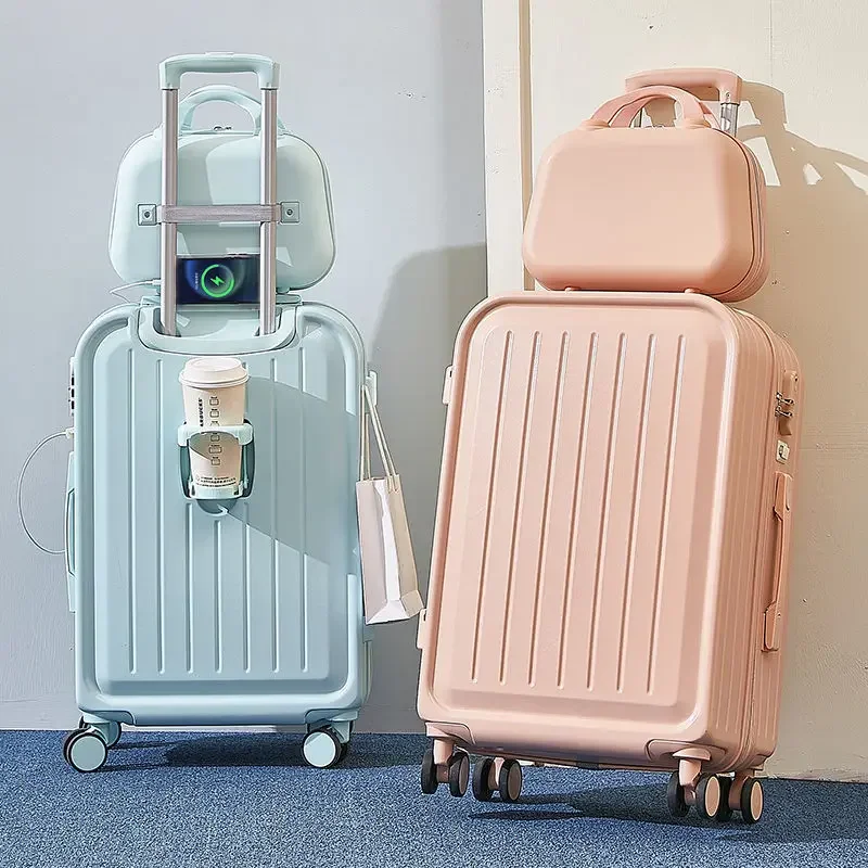 Mala Combinada de Grande Capacidade para Mulher, Forte e Durável, Bagagem de Viagem Estudantil, Caixa de Senha, Trolley, Novo, 2022, Combinação