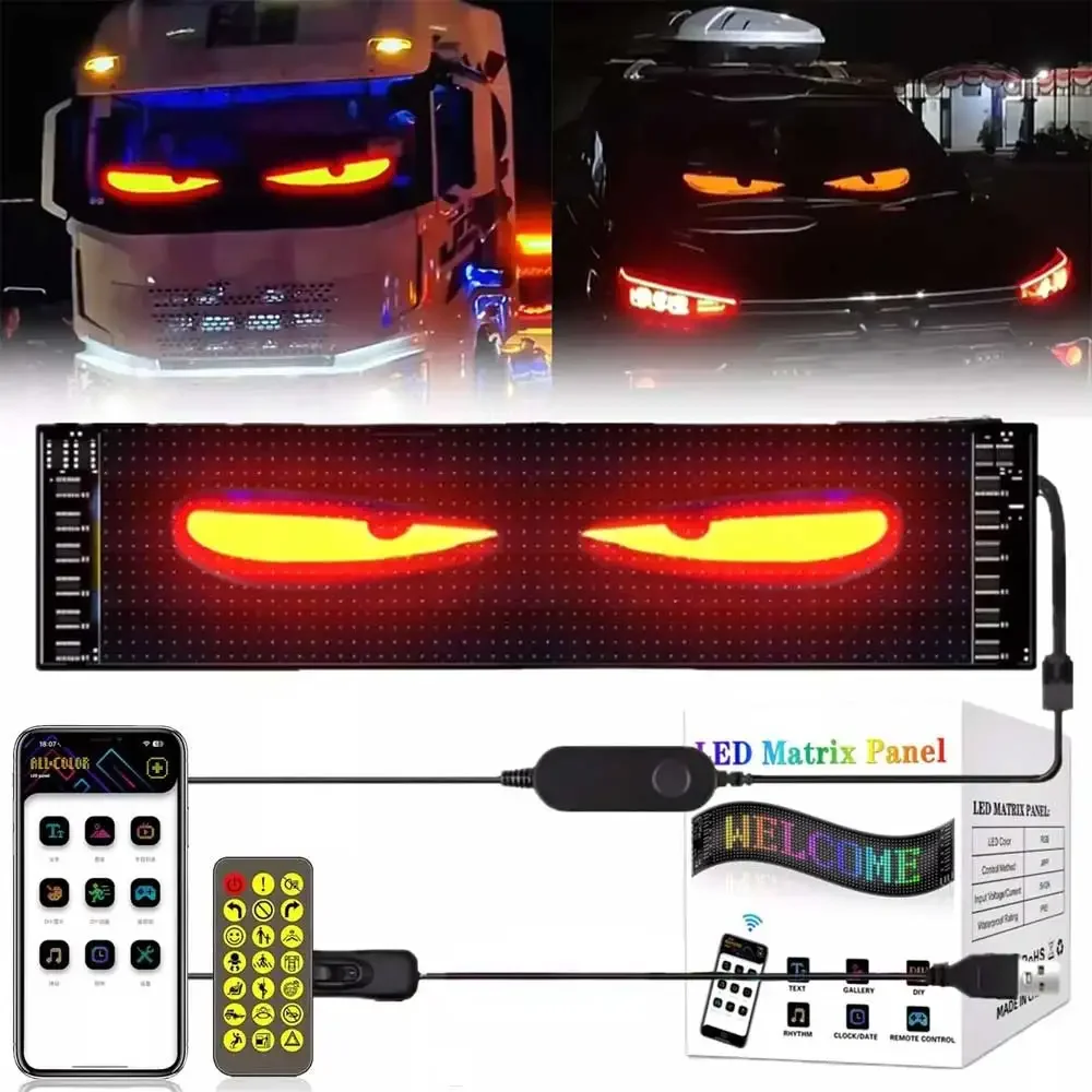 Pannello pixel a matrice LED per animazione di insegne per auto LED RGB Pannello LED di controllo app Bluetooth programmabile fai-da-te Luce flessibile per display