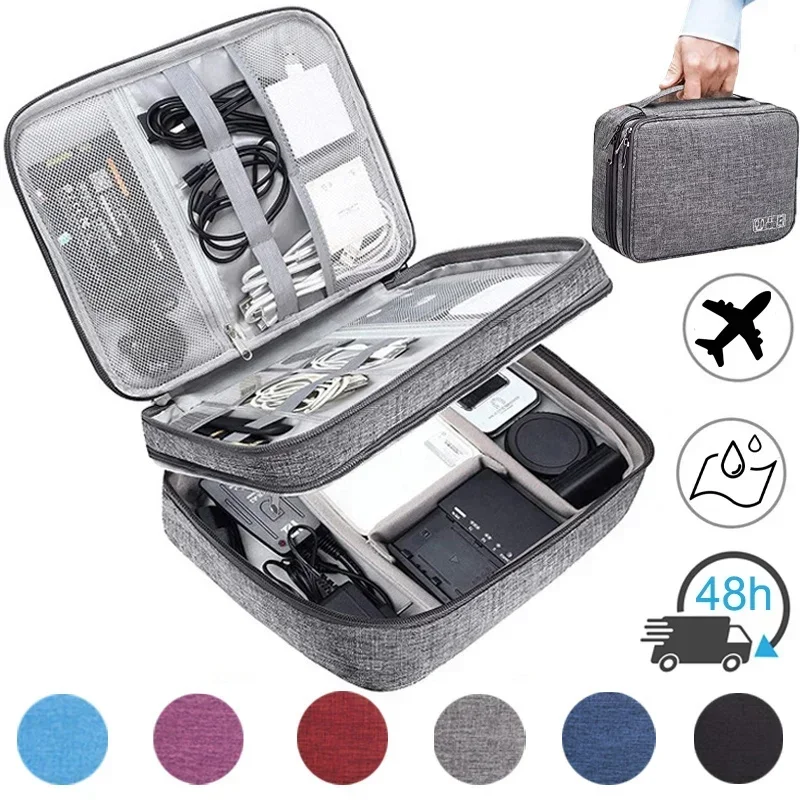 Organizador electrónico Digital multifuncional de gran capacidad, resistente al agua, cargador de línea de datos USB, enchufe, bolsa de almacenamiento de viaje para auriculares