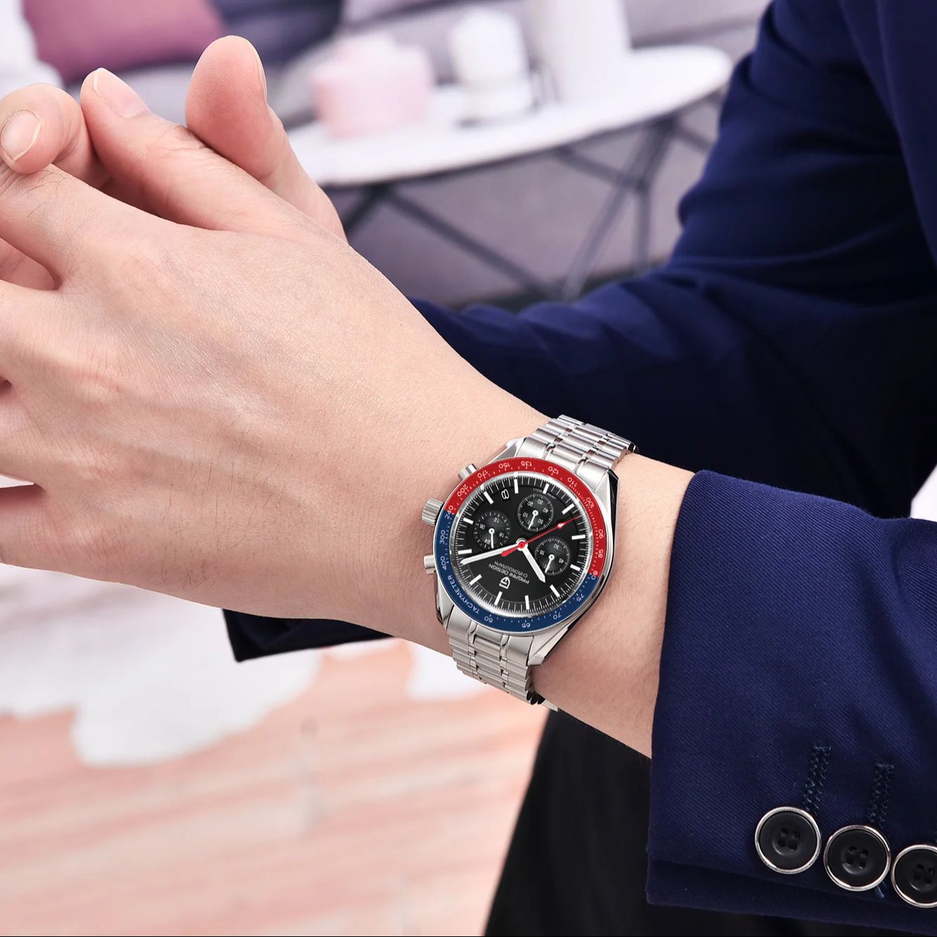 Pagani design 2025 novo 1701 relógios masculinos luxo safira moldura lua relógio de quartzo para homem esporte cronógrafo relógio de pulso à prova dwaterproof água