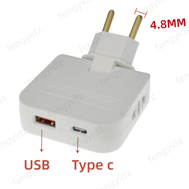 EU 확장 충전기 어댑터 4 In 1 회전식 소켓 변환기 180 학위 휴대 전화 충전 소켓 Usb 및 유형 c