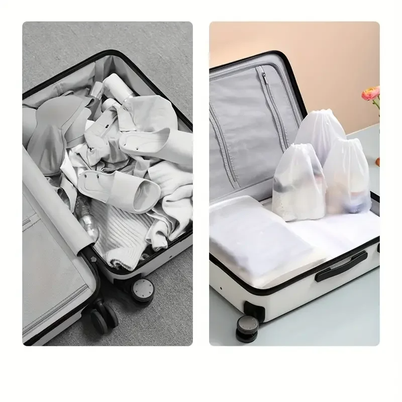 10PCS Portable Shoe Storage Drawstring Eco Storage Bag for Sundries Travel Makeup Bag Waterproof Transparent Plastic Storage Bag