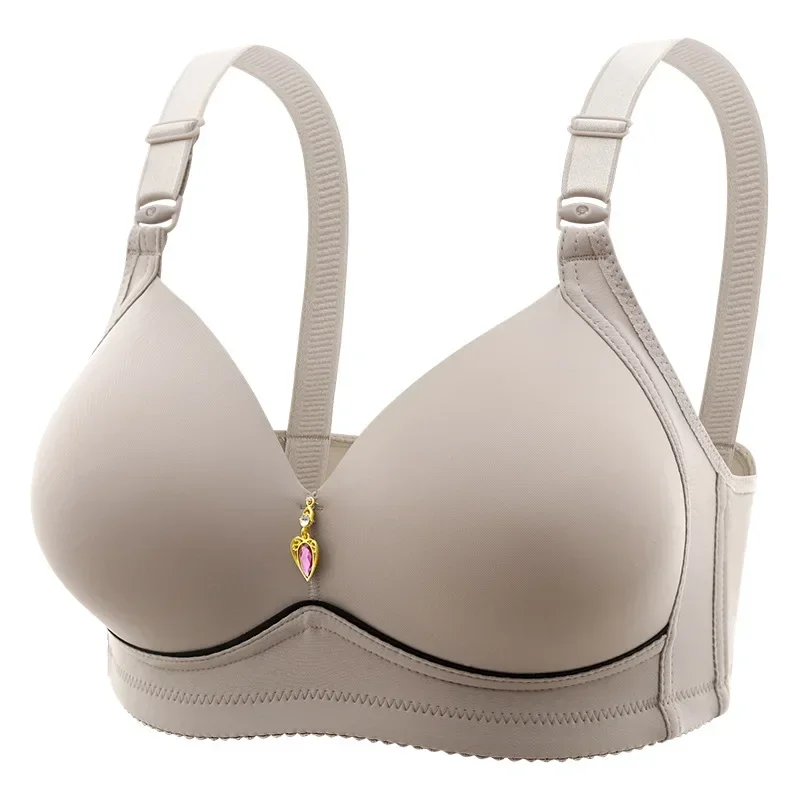 Reggiseno per mamma senza anello in acciaio Intimo da donna raccolto traspirante Coppa sottile non magnetica Reggiseno da donna obese lucido