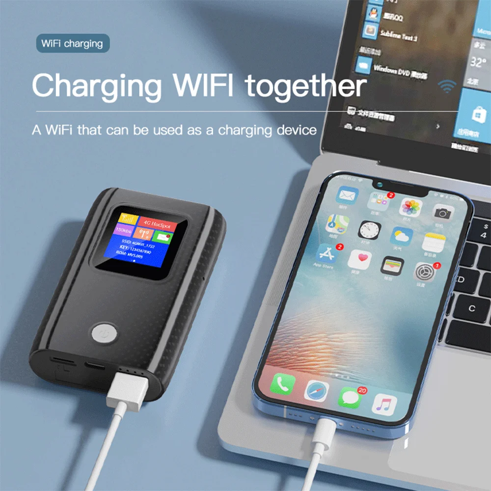 KuWfi 4G Lte Wifi Router 300Mbps Mini Wireless Wifi Portable Mobile Hotspot Unlock Modem with SIM Card Slot 6000mAh Mobile WIFI