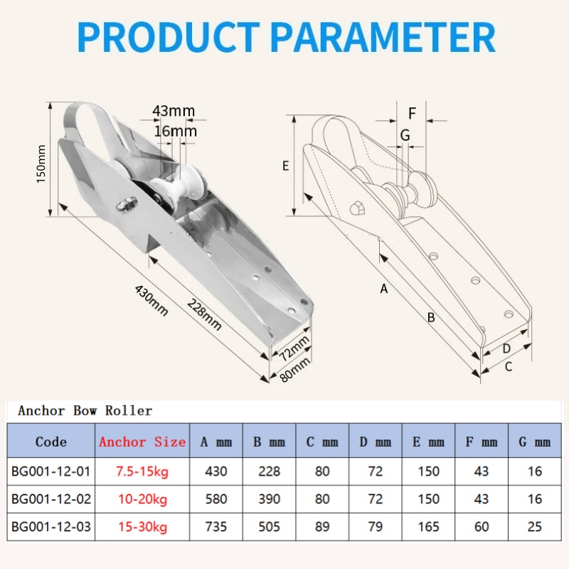 ステンレス鋼のアンカー弓ローラー,ボート用,電気ウインドブレーカー,潜水艦アクセサリー,2ラウンド,316mm,430mm, 580mm, 735mm