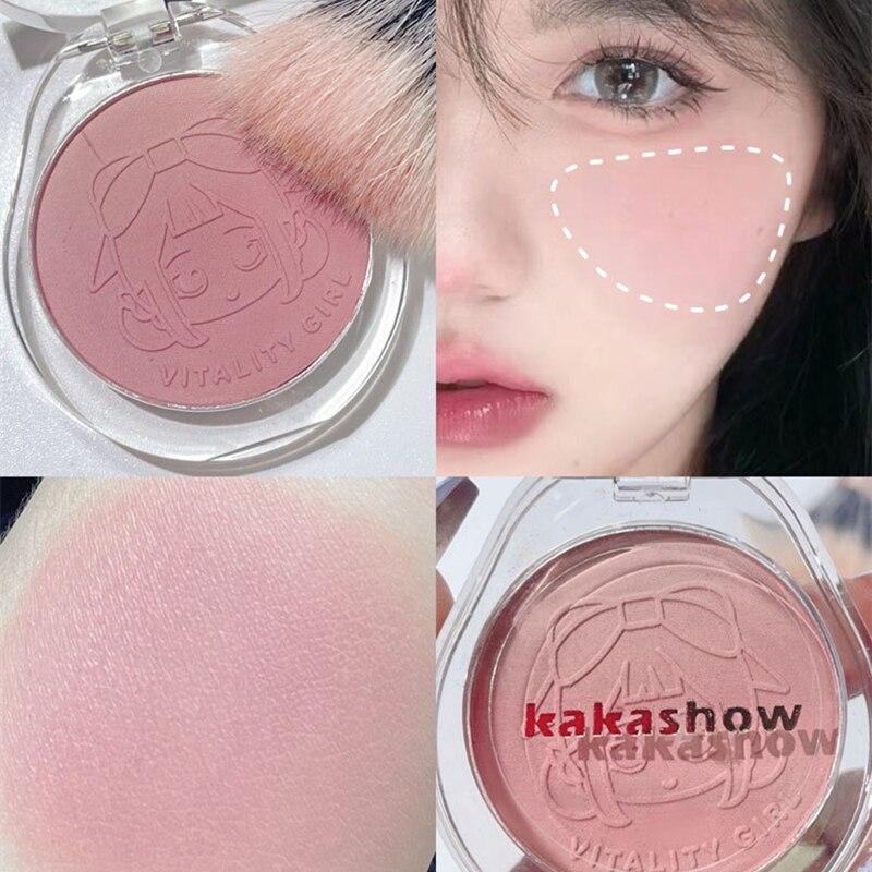 Dual Gradiënt Blush Hoogtepunten Natuurlijke Naakt Make-up Verhelderende Wang Paars Blauw Vrouwelijke Niche Merk 2024 Nieuw