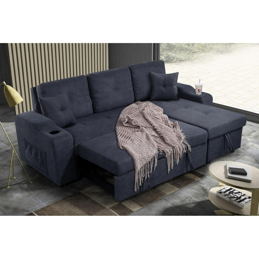 Convertible Sectional Sofa with Armrest Storage & Chaise Longue, for Living Room and Apartment, Multiple Features Living Sofas