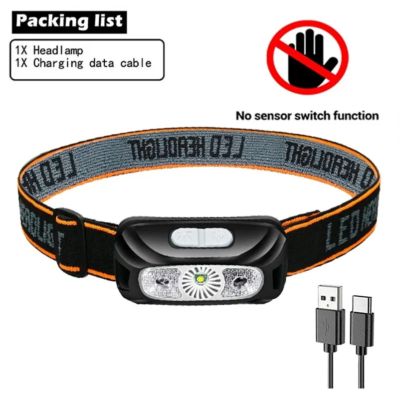 Forte mini lampada frontale a LED torcia da pesca notturna lampada frontale da campeggio esterna impermeabile portatile con sensore a LED