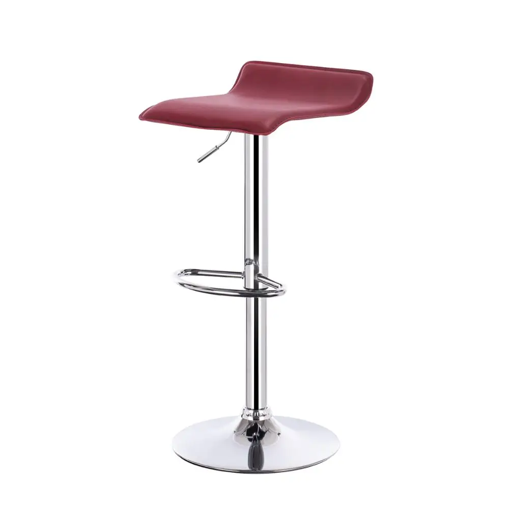 WOLTU 1PC Height-Adjustable Bar Stool Synthetic Leather Chrome-plated Steel Anti-slip Rubber Easy-care Chair Counter Stool