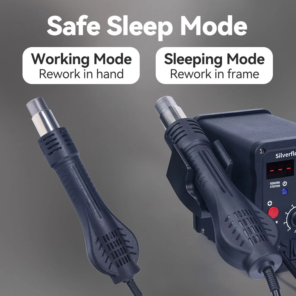 Silverflo 8586D Soldering Station 2 IN 1 Hot Air Gun Solder Station with 2 Digital display,10-Minute Sleep Mode for SMD Rework