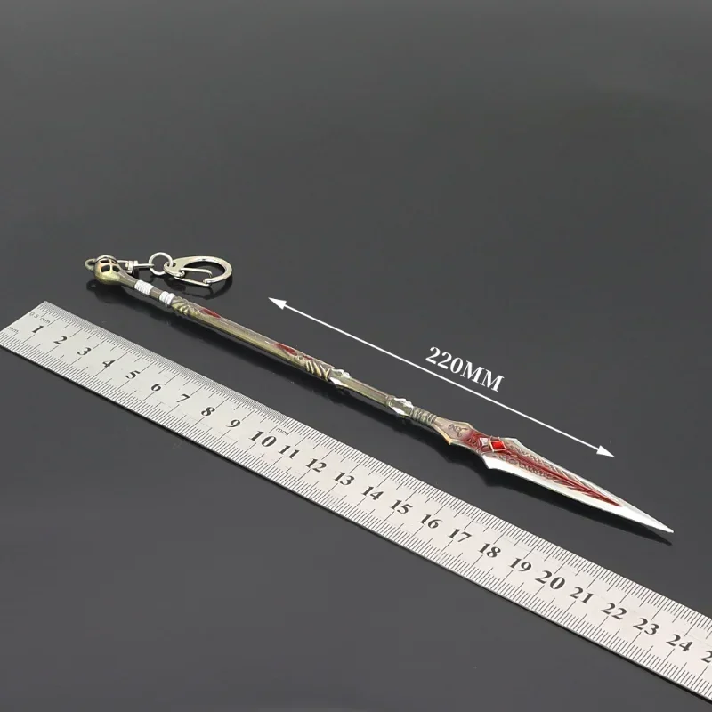 New 22cm God of War Spear Weapon Ragnarok Draupnir Metal Weapon Samurai Sword Backpack Keychain Collection Festival Gift Toy Kid