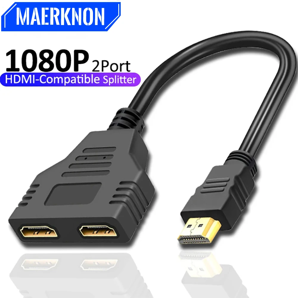 HD 1080P HDMI Splitter Dual Port 1 in 2 Out Cable Male To Female HDTV Adapter For Laptop TV Box Monitor HDMI-Compatible Splitter