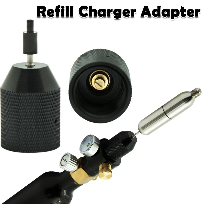 Adaptador de carregador de válvula de recarga de co2 para tanque de paintball airsoft revista cartucho sodastream cilindro de refrigerante inflar pneus bolas gás