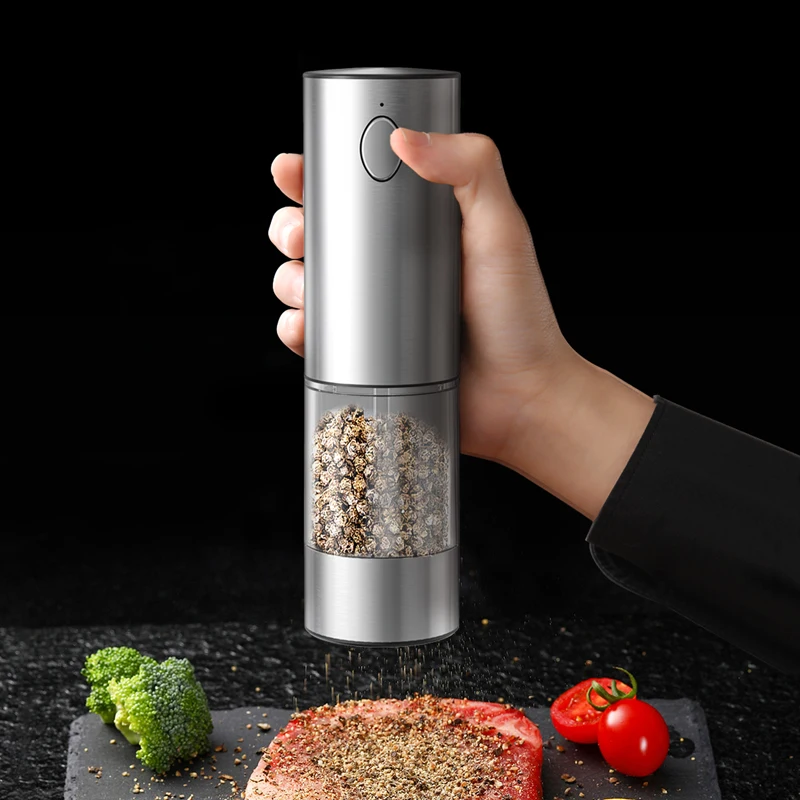 Molinillo de sal y pimienta eléctrico recargable con aspereza ajustable, molino recargable, utensilio de cocina alimentado por batería