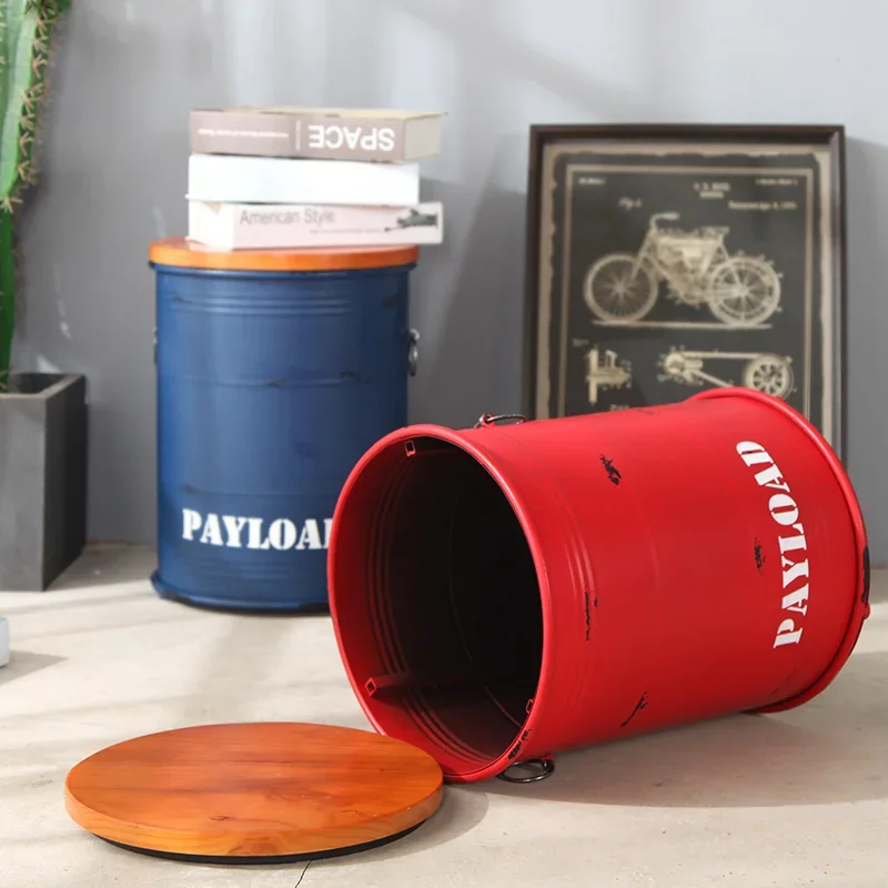Mỹ Retro Thanh Ghế Dầu Nòng Phân Sơn Nòng Thanh Phân Kim Loại Tròn Xô Thanh Phân Lưu Trữ Phân