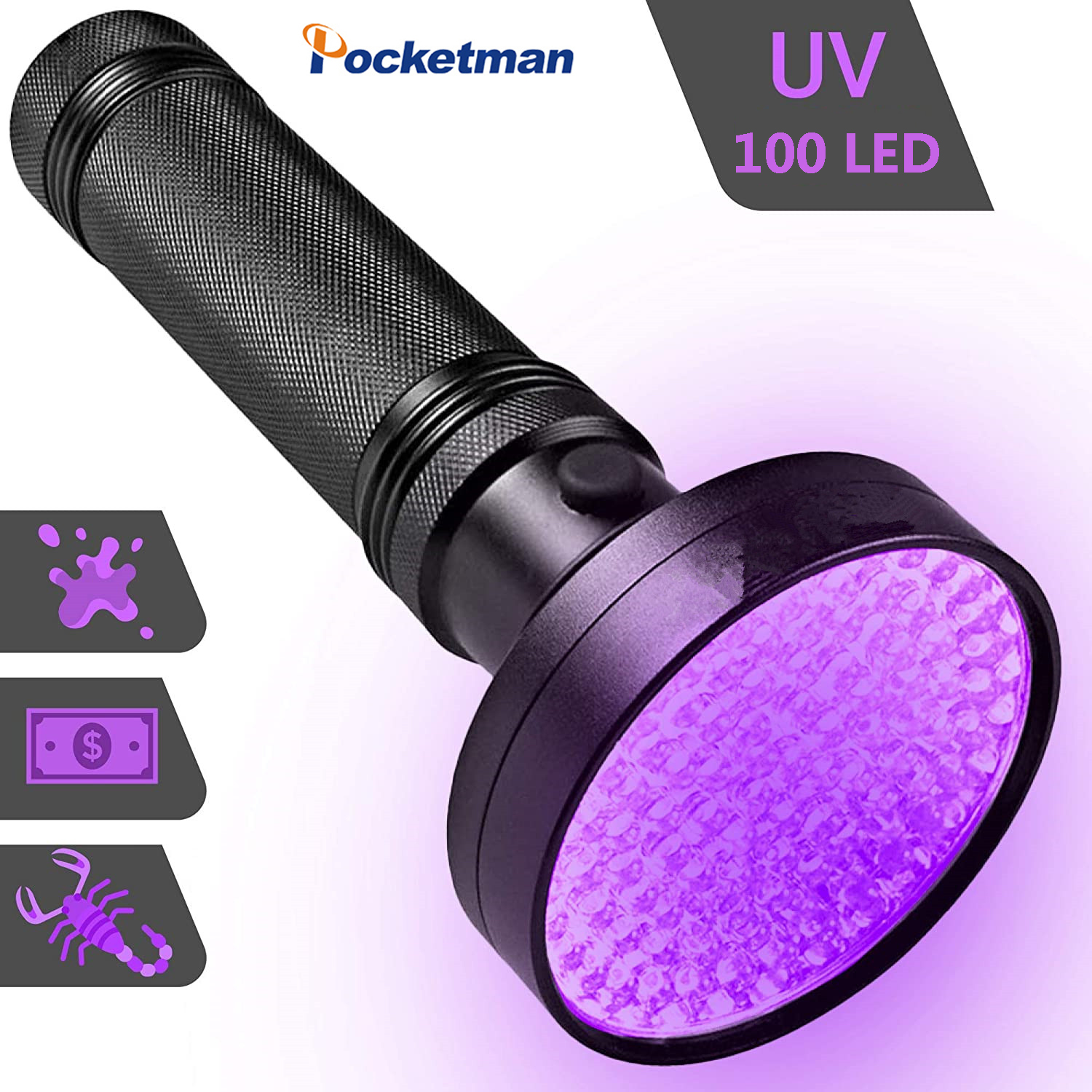 Linterna UV 21/51/100 LED luz UV 395nm linternas UV antorcha ultravioleta Detector de luz negra para mascotas secas manchas de orina insectos