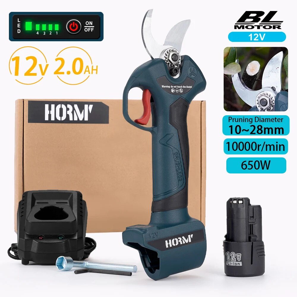 Hormy Gardens Brushless Electric Cordless Pruner Fruit Tree Orchard Shrub Branch Efficient Pruning Shears For BOSCH 12V Battery