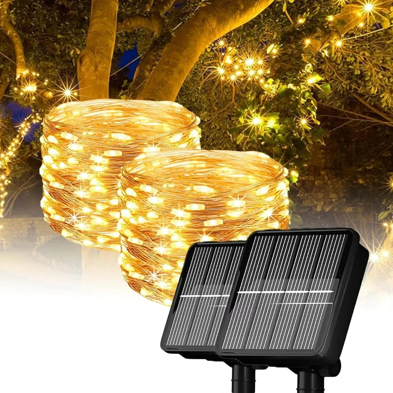 7m/12m/22m/32m LED Luce solare Giardino esterno Fata Luce della stringa Led Scintillio Lampada impermeabile per Natale Patio Albero Festa