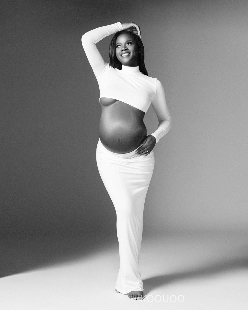 Женское платье с длинным рукавом, однотонное облегающее платье макси для беременных