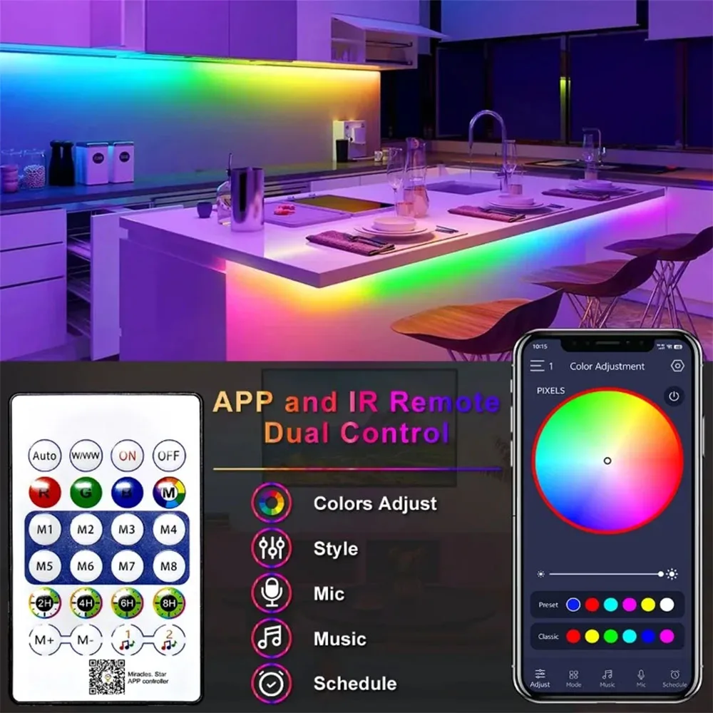 RGBIC Musical Neon LED Strip Lights with Remote, APP Control DIY Screen Pattern, USB 5V IP65 Waterproof for Xmas Halloween Party