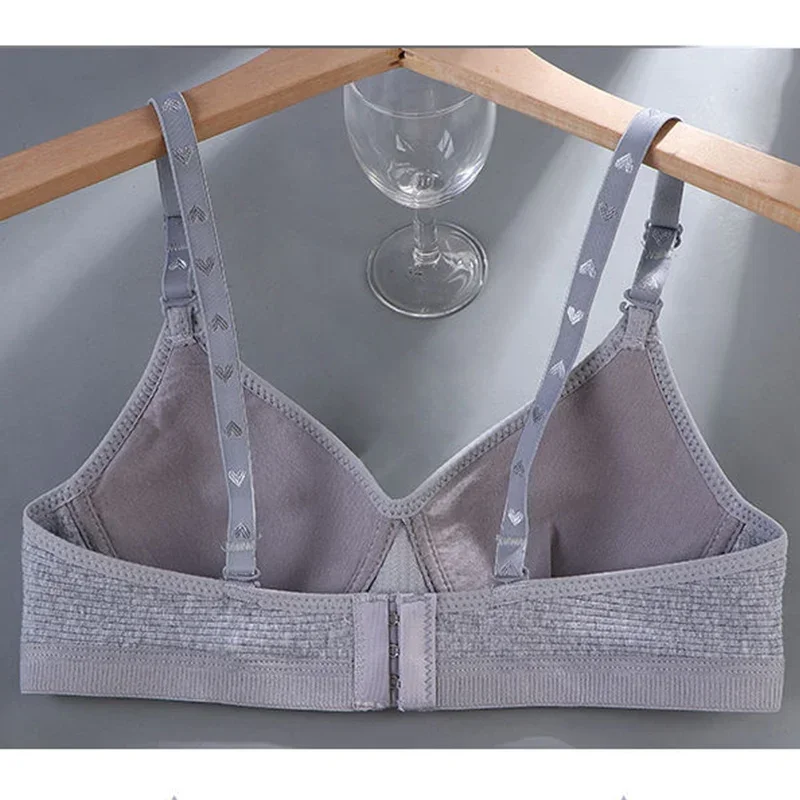 Sujetador de copa AB de algodón para mujer, ropa interior inalámbrica, cómodo sujetador en V, ropa interior de empuje hacia arriba para mujer