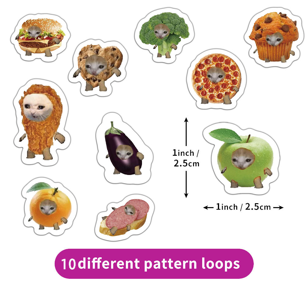 500 pçs criativo popular comida gato cabeça rolo adesivos padrão material de contabilidade adesivo à prova dwaterproof água adesivos de vedação