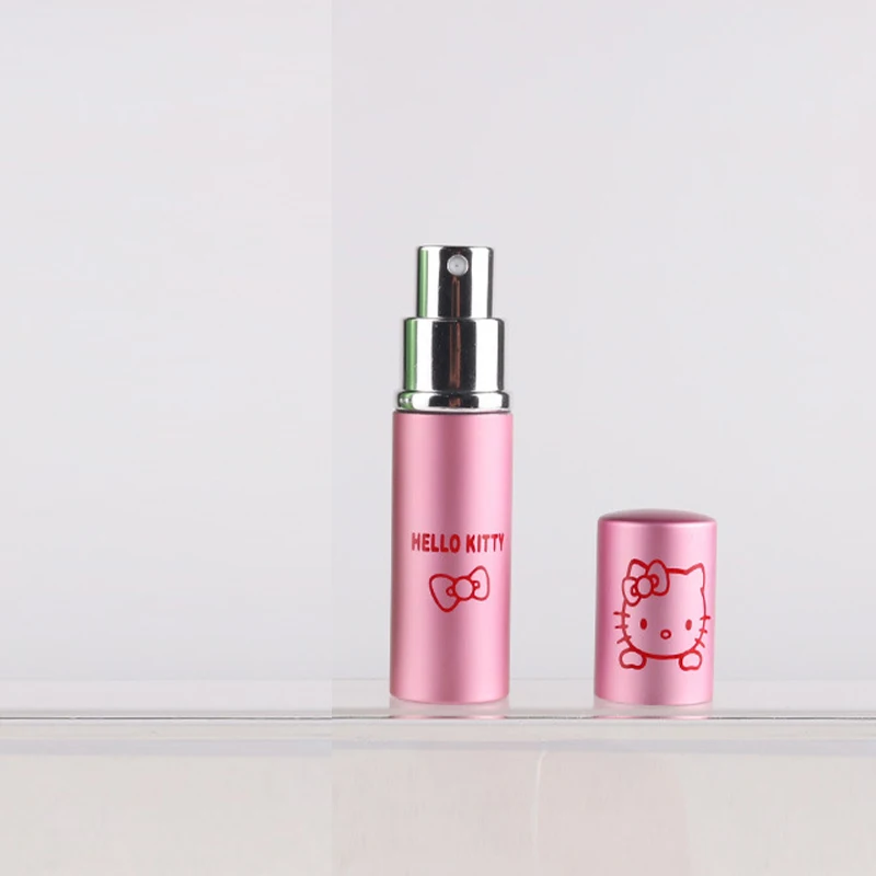Botella de Perfume Sanrio Hello Kitty de 10ml, Mini tarro de pulverización recargable portátil con patrón de dibujos animados, bomba de aroma, envases cosméticos vacíos