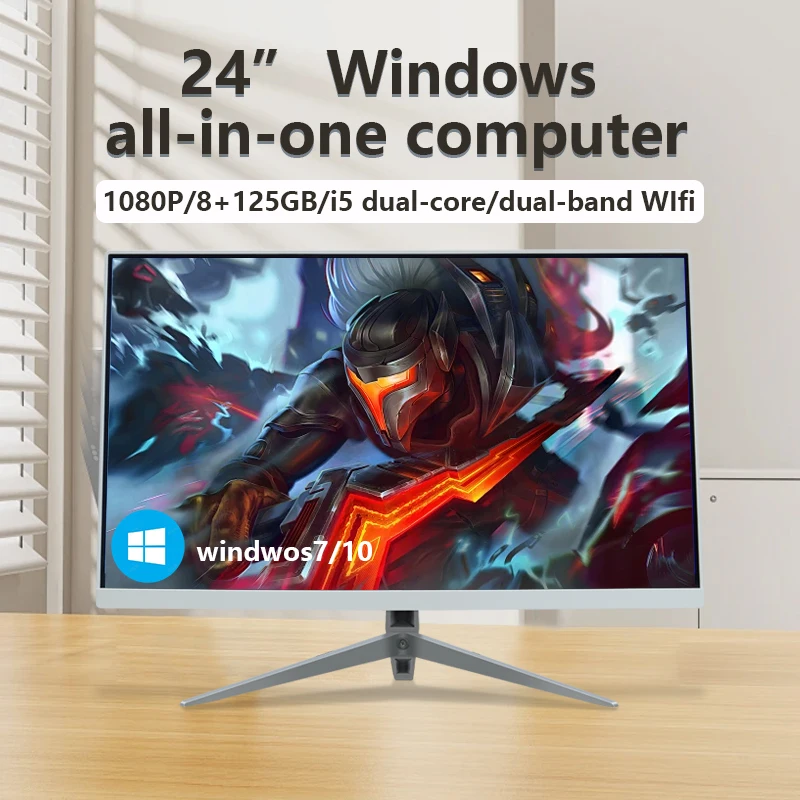 Komputer All-in-One 24 cale, wielofunkcyjny, z procesorem Core I5/i7/i9, 8 GB pamięci DDR4, dyskiem SSD 1 TB i kartą graficzną.