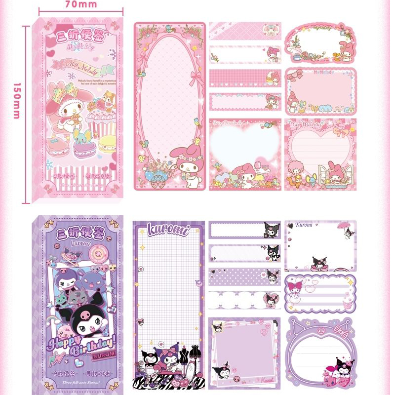 Kawaii Cartoon Kuromi Paste Haftnotiz Niedlich My Melody Cinnamoroll Pochacco Notizbuch Student Schule Büromaterial