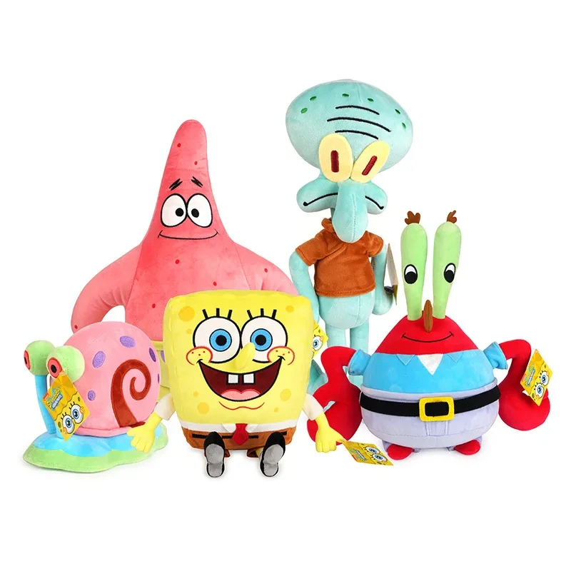 Kawaii anime bob esponja calças quadradas patrick estrela lula molusco eugene h. kabbars gary brinquedo de pelúcia lance travesseiro plushies presente aniversário menino