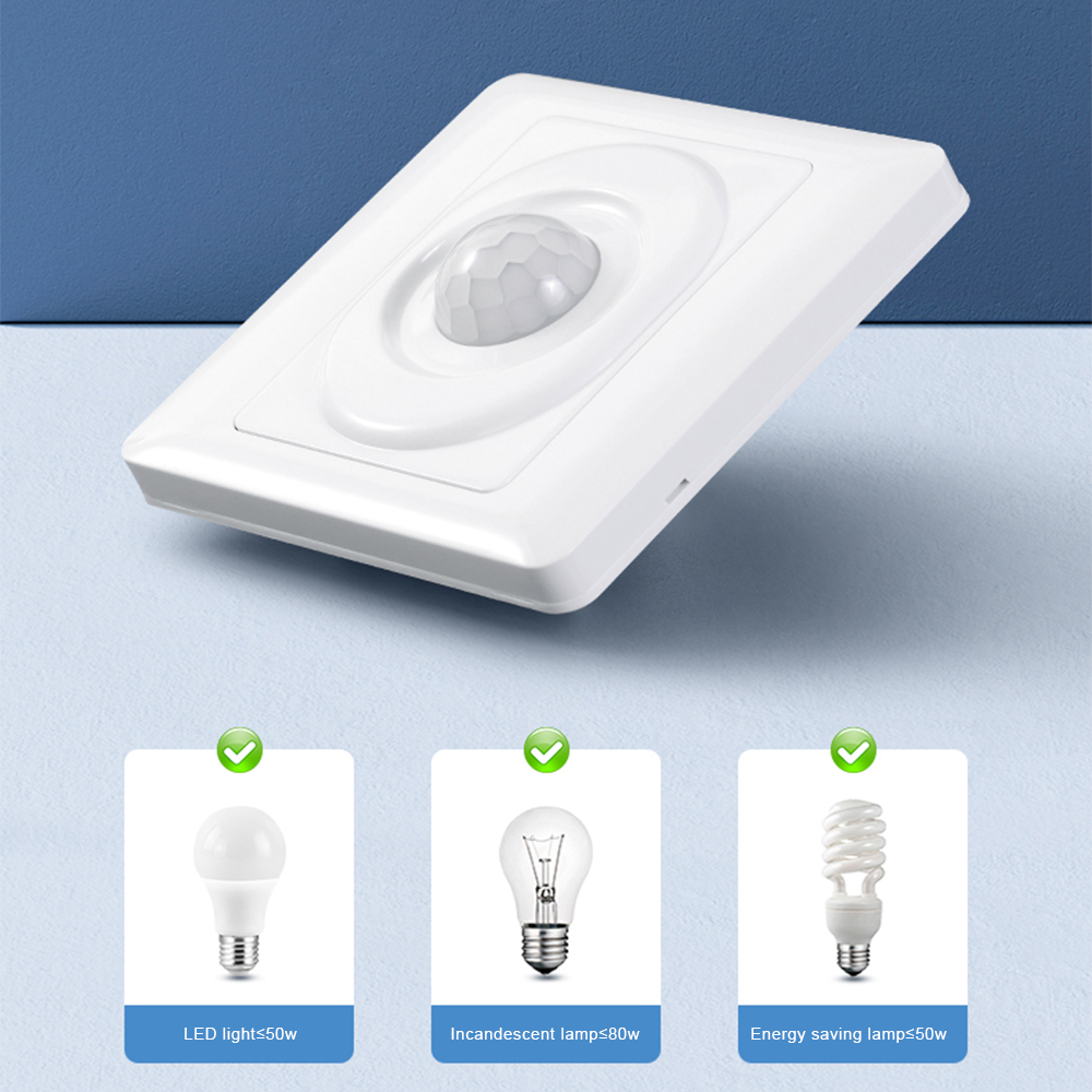 AC 220V LED PIR Sensor de Movimiento Interruptor de Luz Infrarroja Cuerpo Humano Detección Automático Apagado Luz Interruptor Inteligente para Escalera del Corredor