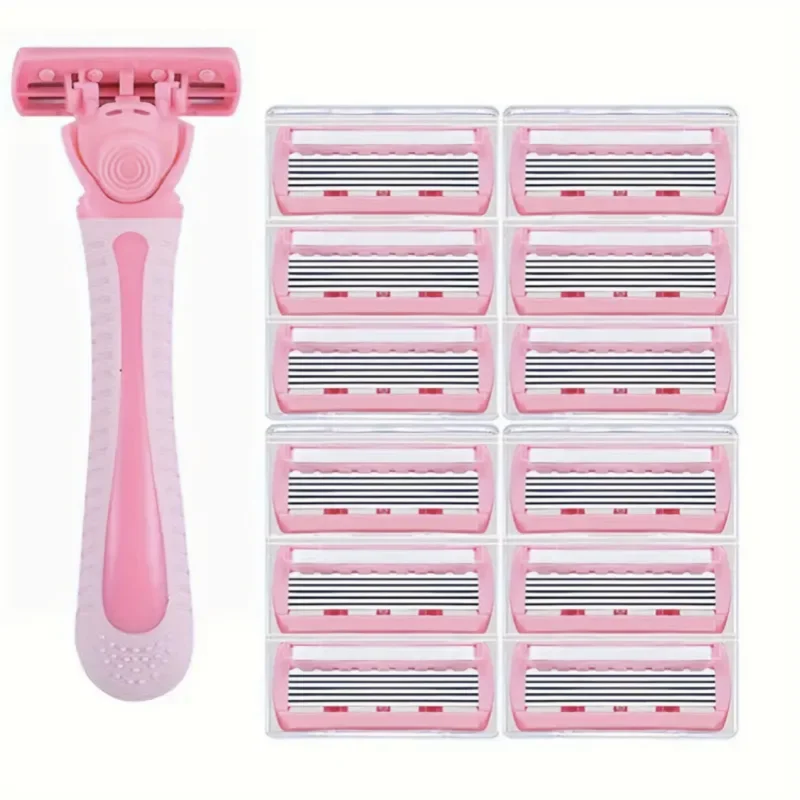 Maquinilla de afeitar para mujer, hoja de 6 capas, pelo de pierna, cuchillo de afeitar para axilas, cuchillas de 6 capas, maquinilla de afeitar manual para punto transfronterizo, afeitadora de piernas