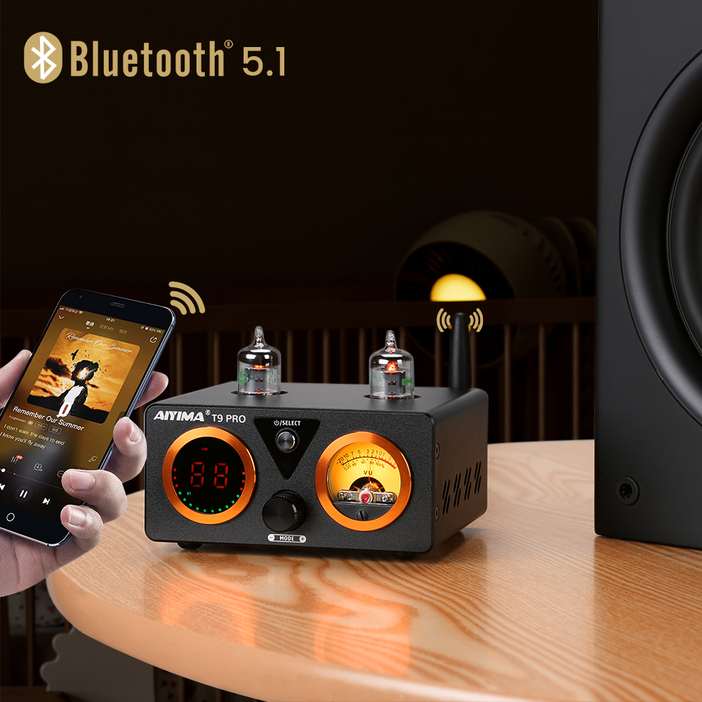 AIYIMA T9 PRO APTX HD Bluetooth усилитель аудио 100Wx2 HiFi стерео усилитель мощности USB ЦАП COAX OPT VU метр ламповый усилитель