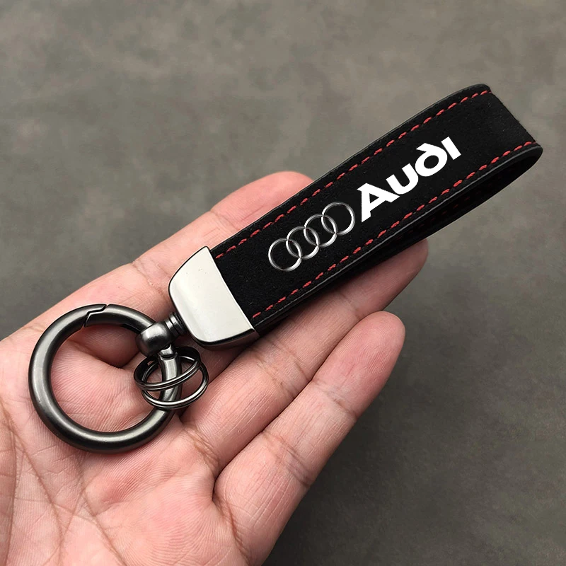 Com logotipo do carro chaveiros acessórios homem camurça chaveiro para audi sline a1 a2 a3 a4 a5 a6 a7 a8 q1 q2 q3 q4 q5 q6 q7 q8 tt s5 b8