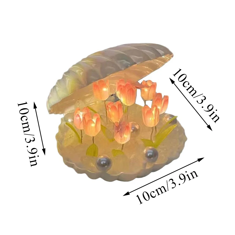 Lámpara de cubo con espejo de tulipán DIY, lámparas de mesa para dormir con flores de simulación para dormitorio, Material de luz nocturna pequeña de tulipán hecho a mano, paquete de regalo