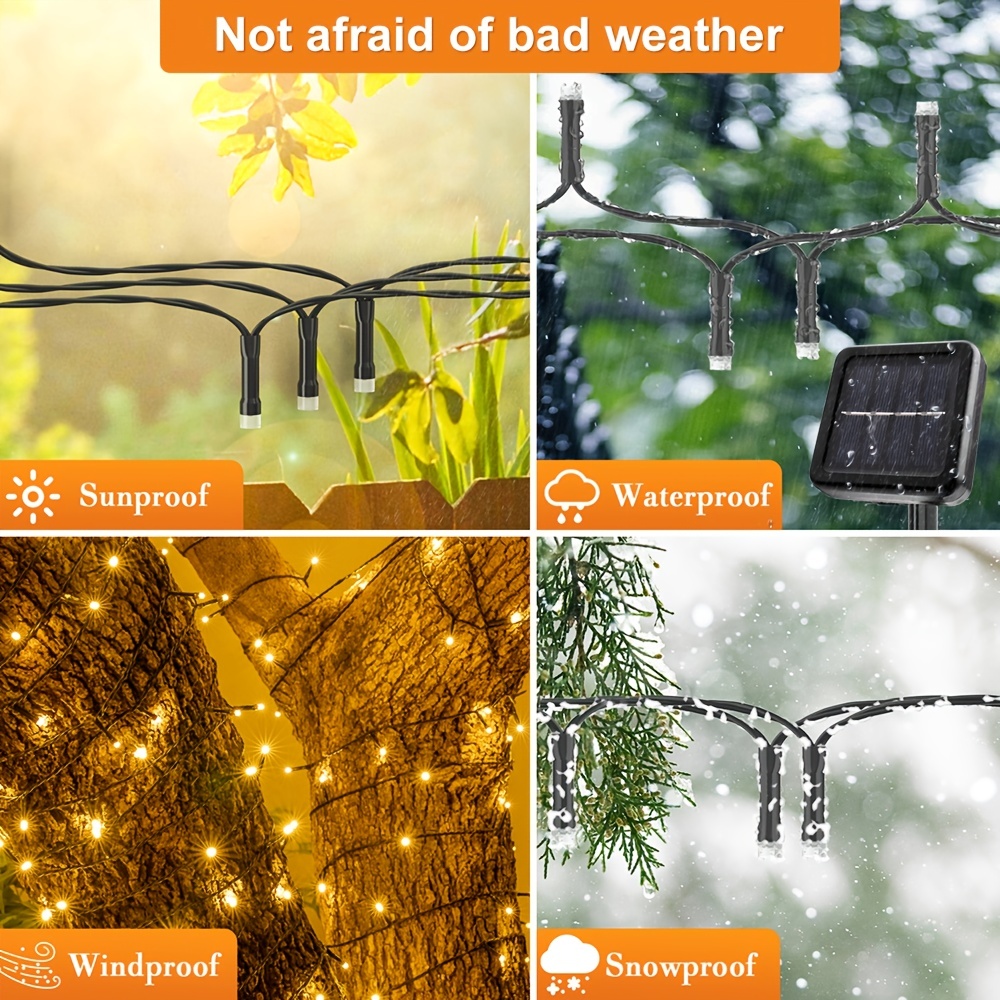 23-99ft ไฟ LED พลังงานแสงอาทิตย์ 50-300 ไฟกันน้ํากลางแจ้ง Fairy Garland ไฟคริสต์มาสปาร์ตี้ฮาโลวีนตกแต่งพลังงานแสงอาทิตย์ไฟ