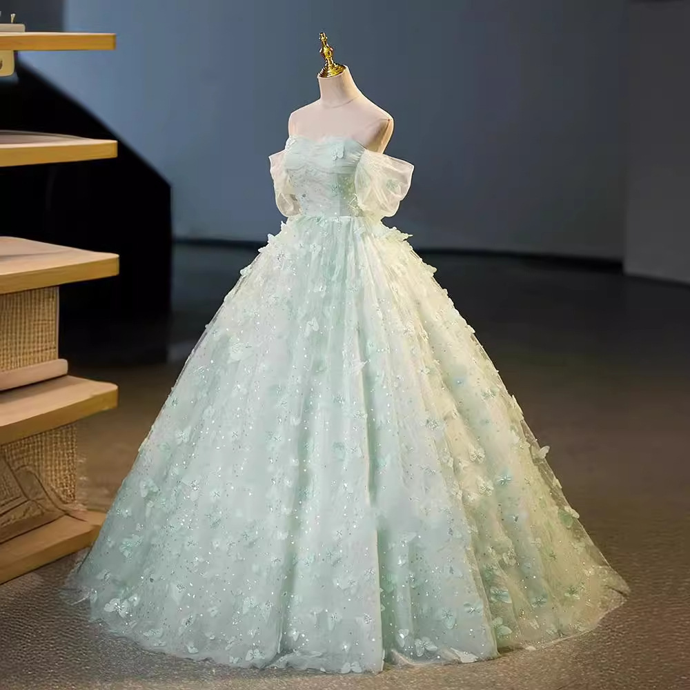 Vestido de noche largo de lujo para mujer, traje romántico y elegante de color verde menta, ideal para cumpleaños y fiestas, novedad de 2024