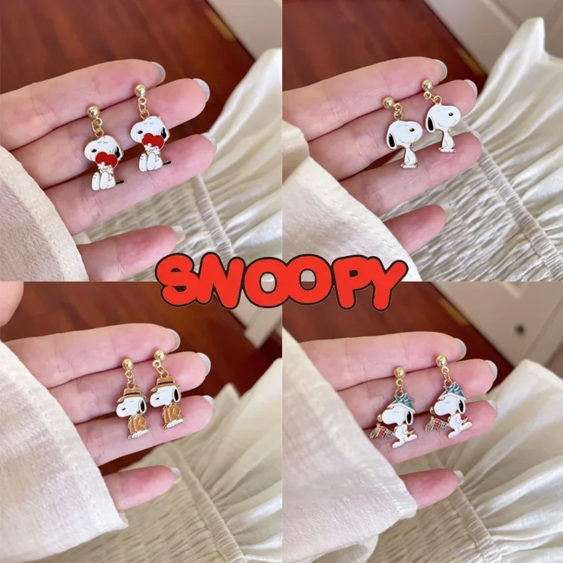 Симпатичные серьги Snoopy, женские модные индивидуальные серьги, креативные простые металлические серьги, ювелирные изделия для девочек, милые аксессуары, подарки
