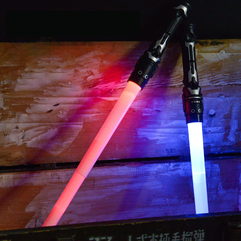 Kinder Bunte Leuchtende Schwert Spielzeug Laser Schwert Lichtschwert Rot und Blau Doppel Saber Teleskop Musik Cosplay Cooles Blinkendes Spielzeug