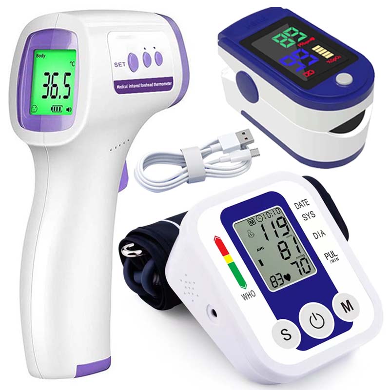 Monitor digitale LCD per la pressione arteriosa del braccio Termometro automatico per ossigeno nel sangue Tuta Ossimetro Funzione misuratore di impulsi sanitario Tonomete