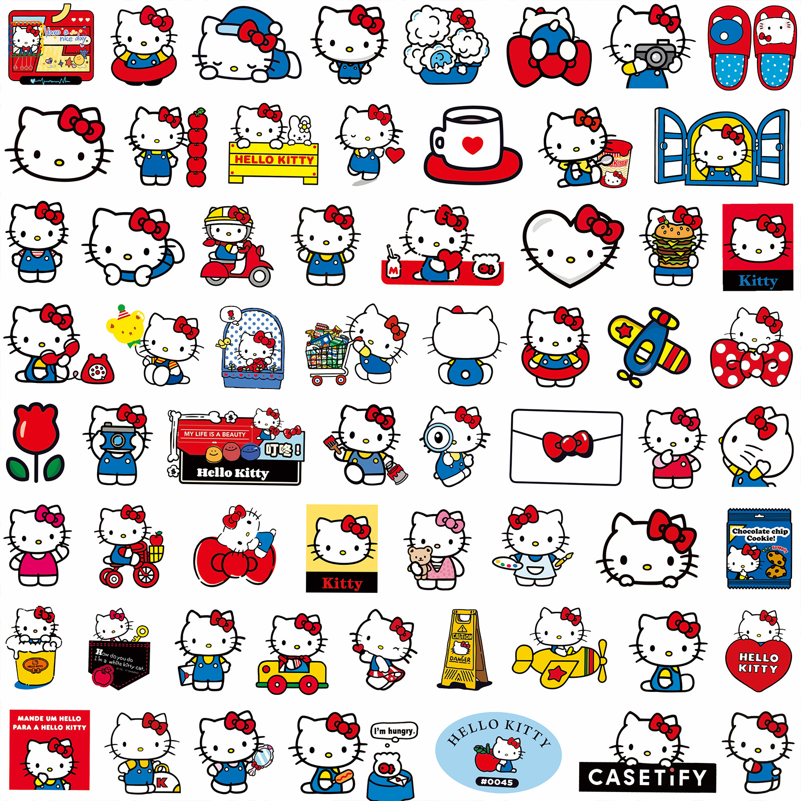 100 pçs bonito olá kitty dos desenhos animados sanrio adesivos para scrapbook caso de telefone portátil guitarra notebook kawaii anime adesivo crianças brinquedos