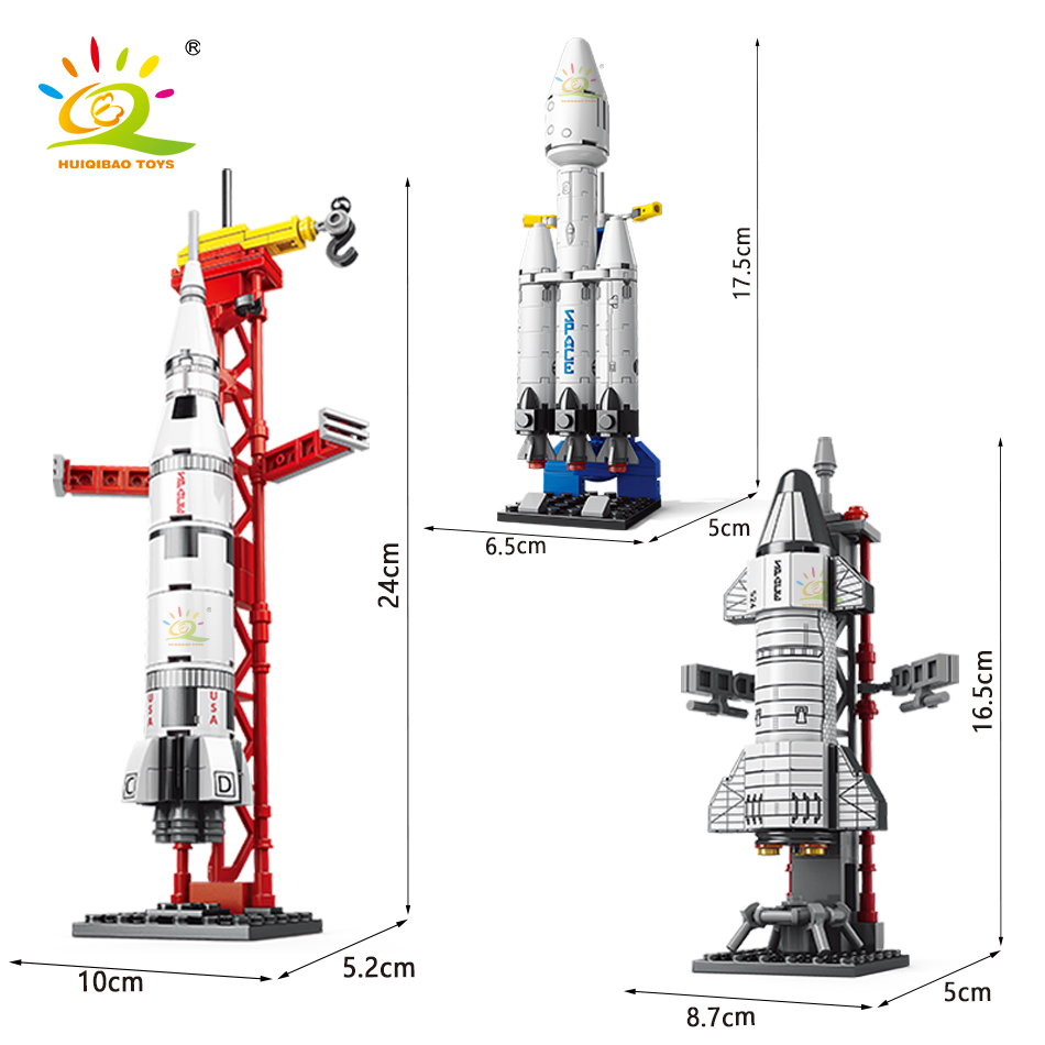HUIQIBAO Mini Aviation Manned Rocket Building Blocks Space Aerospace Station อิฐเมืองก่อสร้างของเล่นเด็ก