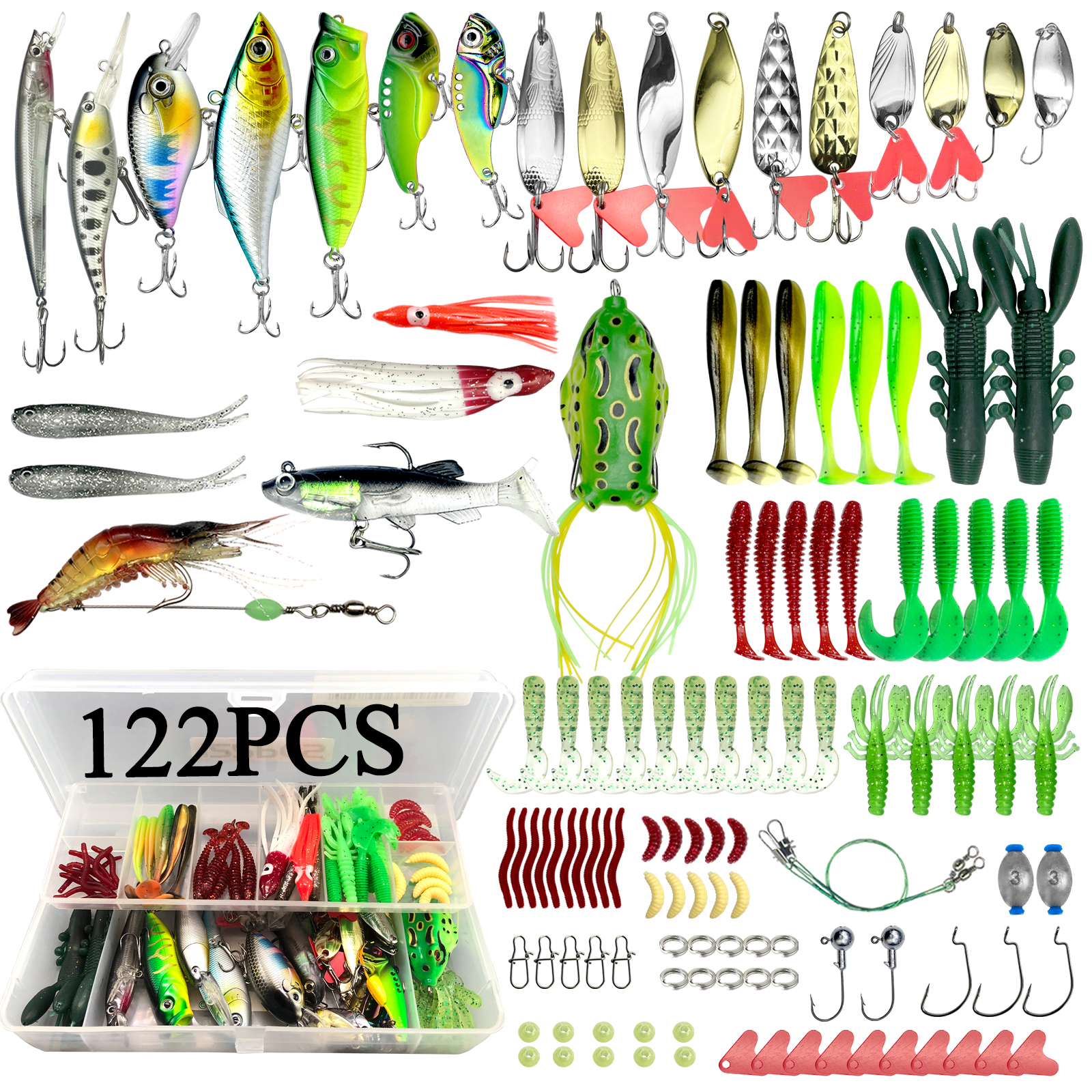 78/122/284 stücke Angel köder Kit für Top water Köder Rigs Tackle Kit für Bass Forelle Lachs Angel zubehör Hochwertige Lure-Bait-Sets für Lurefischen Komplettsets mit allen nötigen Komponenten