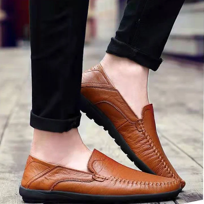 รองเท้าหนังผู้ชายผู้ชายฤดูใบไม้ผลิLoafers Slipบนรองเท้าหนังลําลองคลาสสิกรองเท้าแตะนุ่มHombre Breathable Flatsรองเท้า
