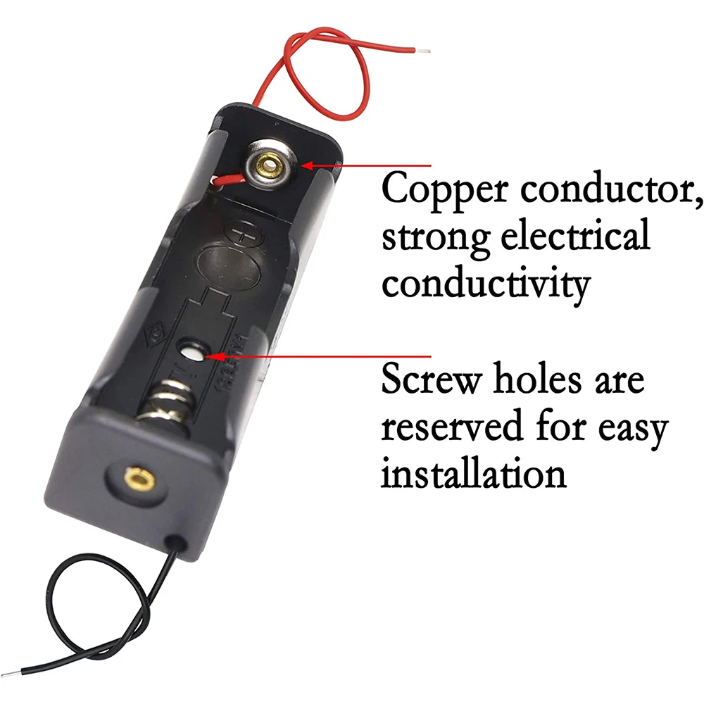 18650 Battery Case Holder with Wire Bundle,10PCS DIY Battery Storage Boxes, 18650 1 Bay Cell Battery Holder, 1 Slots 10pcs