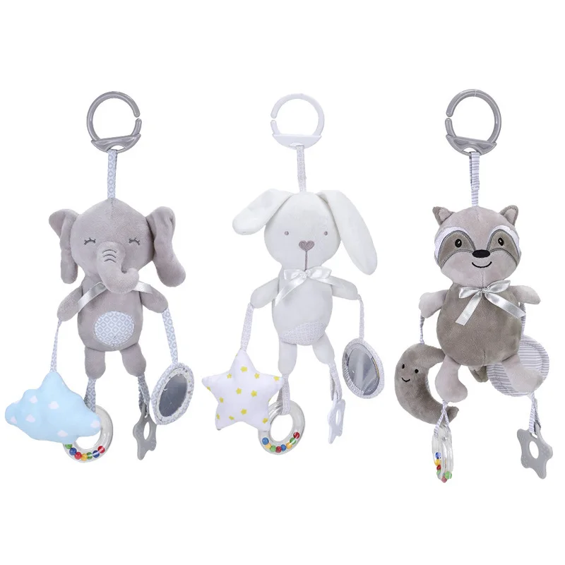 Sonajeros de campana de felpa de elefante suave, sonajeros de mano de animales, juguetes de mango de desarrollo de bebé infantil, regalos para recién nacidos