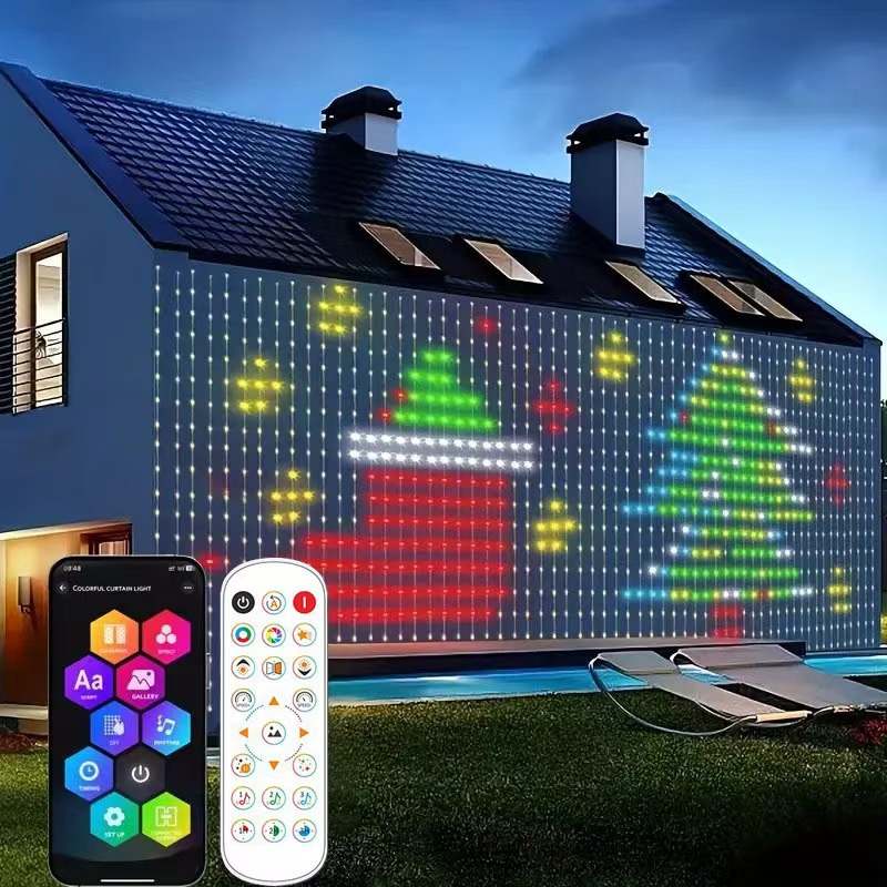 USB DC5V WS2812B Smart Led String Christmas Lights Bluetooth Music App Control RGBIC Curtain LED Addressable Party Decoration