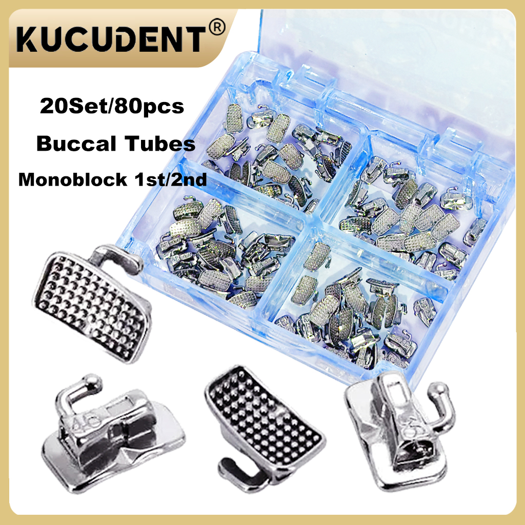 80 pçs/caixa tubo bucal ortodôntico dental monobloco não-conversível 1o 2o molar roth mbt 0.022 0.018 ferramenta ortodôntica de odontologia